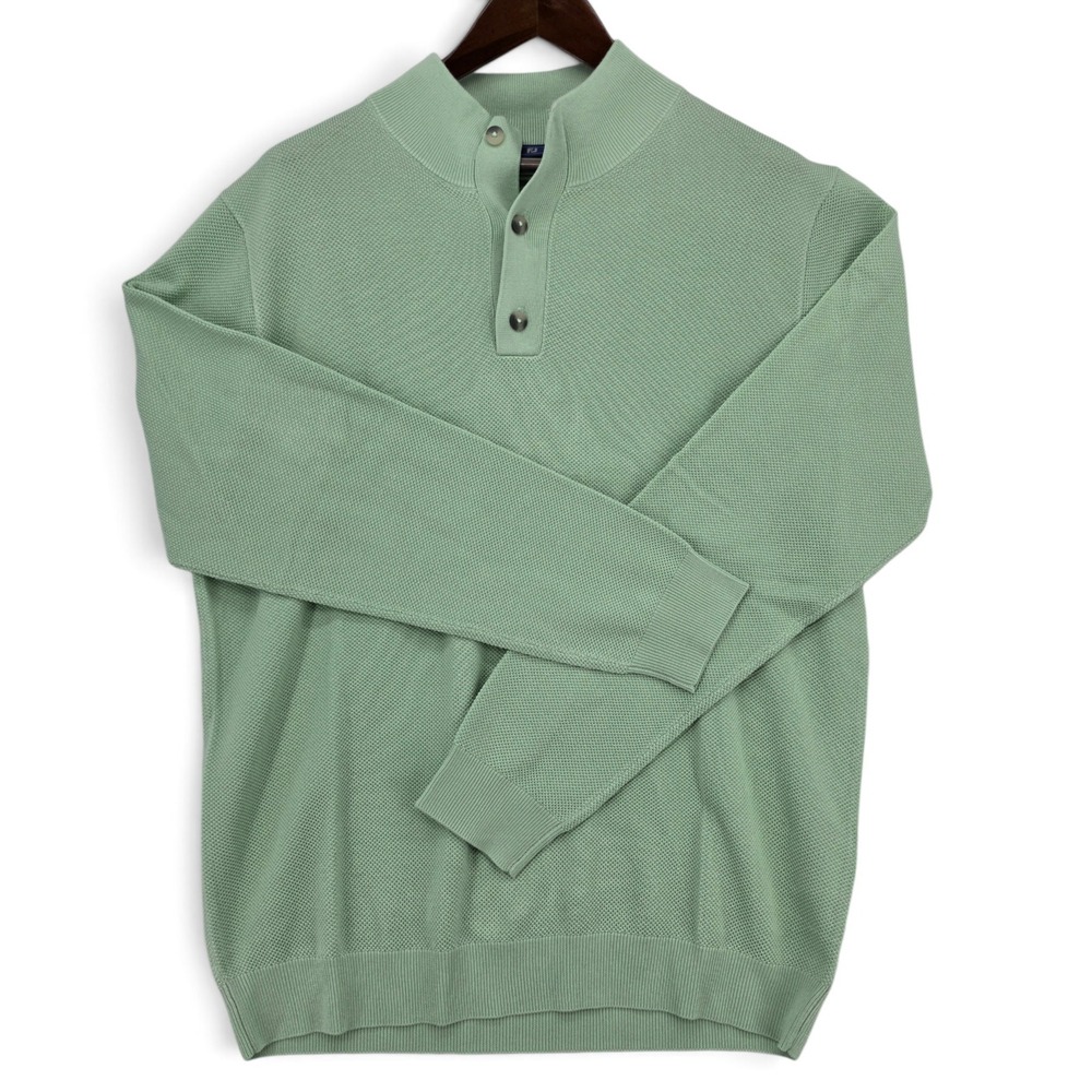 FJ FootJoy Seed Stitch Sweater XL Green Merino Wool Blend Golf Pullover NWT